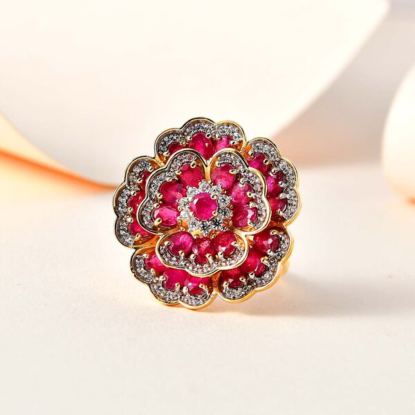 Afrikanischer Rubin (Fissure gef&uuml;llt) Ring 925 Silber Gelbgold Vermeil (Gr&ouml;&szlig;e 17.00) ca. 7,06 ct image number 2