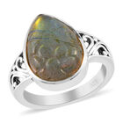 Labradorit Carving Schliff Ring 925 Silber (Größe 17.00) ca. 5,00 ct image number 3