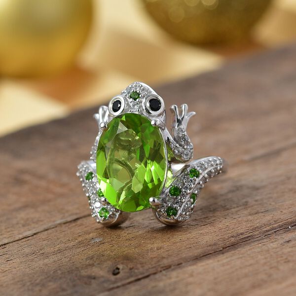 GP Trionfo Kollektion - Chartreuse Quarz, Zirkon, schwarzer Spinell, Chromdiopsid und Kanchanaburi blauer Saphir-Ring - 6,73 ct. image number 2