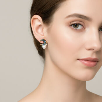 Abalone Muschel, Wei&szlig;e S&uuml;&szlig;wasser Ohrringe Nickelfreies Messing, Goldfarben