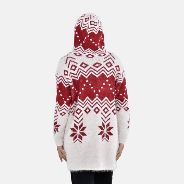 Winter-Kapuzenpullover mit 2 Taschen, Wei&szlig; image number 2