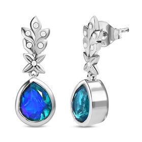 Paraiba Pfau Triplett Quarz und Zirkon Ohrringe - 5,42 ct.