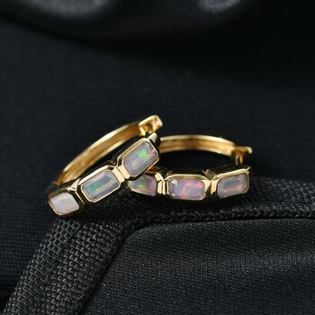 D'Joy AA Nat&uuml;rlicher, &auml;thiopischer Welo Opal Ohrringe 925 Silber Gelbes Gold ca. 1.34 ct