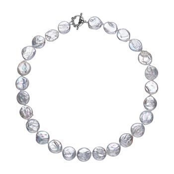Wei&szlig;e Keshi Perlen-Halskette in Silber, 50 cm, 225,00 ct.