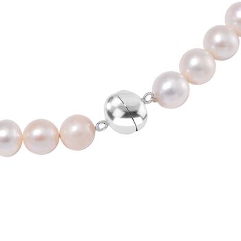 Wei&szlig;e Edison Perle 50cm Halskette, 925 Silber rhodiniert