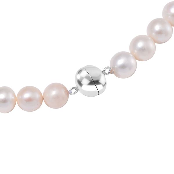 Weiße Edison Perle 50cm Halskette, 925 Silber rhodiniert image number 3
