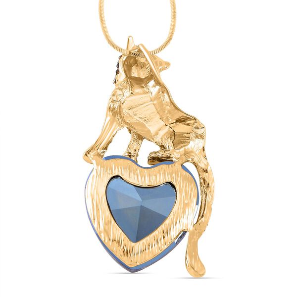 Blauer Magie Farbe Kristall Anhänger mit Kette, goldfarben image number 4