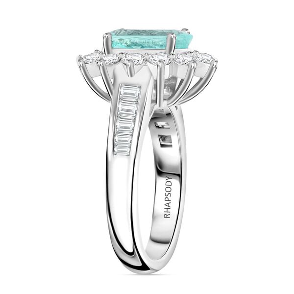 CHAIRMAN VAULT COLLECTION - AAAA Paraiba Turmalin, Weißer Diamant Ring, zertifiziert und geprüft, 950 Platin (Größe 17.00) ca. 3.85 ct image number 3