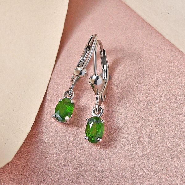 Natürliche Chromdiopsid-Ohrringe, 925 Silber platiniert ca. 0.96 ct image number 2