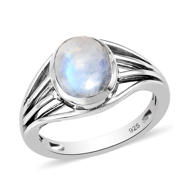 Regenbogen Mondstein-Ring, 925 Silber platiniert  ca. 1,89 ct image number 4