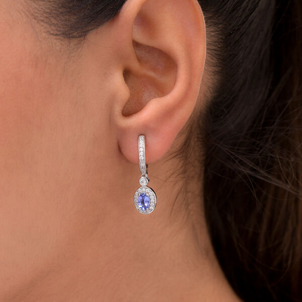 Tansanit und Zirkon-Ohrringe, 925 Silber platiniert ca. 1,51 ct image number 3
