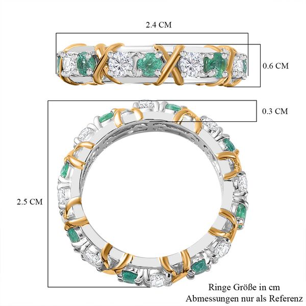 Moissanit, Smaragd Ring 925 Silber Zweifarbige Beschichtung (Gr&ouml;&szlig;e 21.00) ca. 1,72 ct image number 6