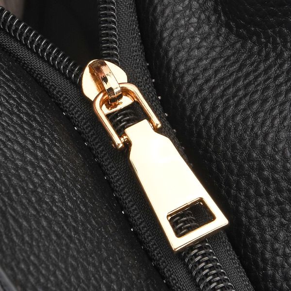 2er-Set Echtleder-Shopper, stilvolle Handtaschen mit passendem Reißverschluss-Etui, Schwarz image number 7