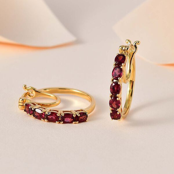 AAA Orissa Rose Granat Ohrringe, 925 Silber Gelbgold Vermeil, ca. 2.33 ct image number 2