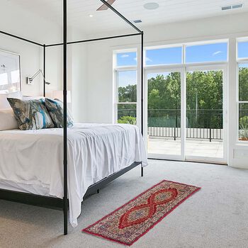 Moderner grauer & mehrfarbiger L&auml;ufer - 950 GSM, Gr&ouml;&szlig;e: 66x180cm, rot