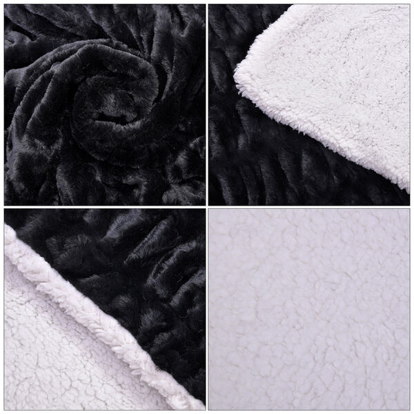 Serenity Night: Luxusdecke aus Kunstfell, Schwarz image number 5