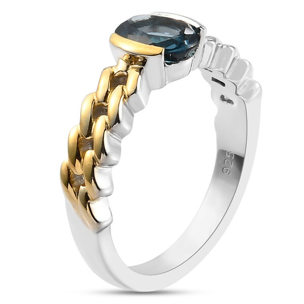 London Blau Topas Ring 925 Silber Bicolor  ca. 0,99 ct image number 5