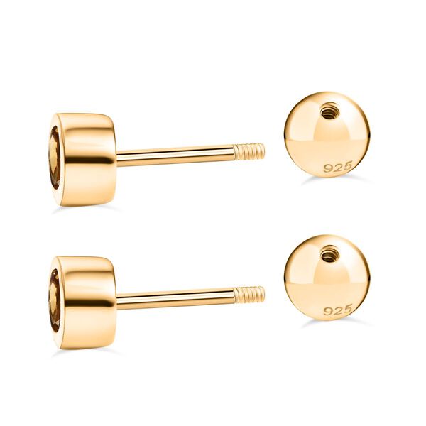 Citrin Ohrringe, 925 Silber 750 Gelbgold Vermeil - 0,57 ct. image number 3