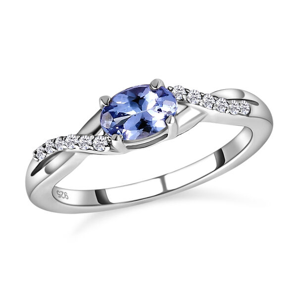 Tansanit und wei&szlig;er Zirkon-Ring - 0,55 ct. image number 4