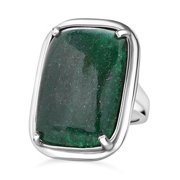 Gr&uuml;ner Aventurin Ring, Edelstahl (Gr&ouml;&szlig;e 16.00) ca. 26.52 ct