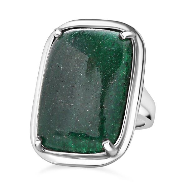Gr&uuml;ner Aventurin Ring, Edelstahl (Gr&ouml;&szlig;e 16.00) ca. 26.52 ct