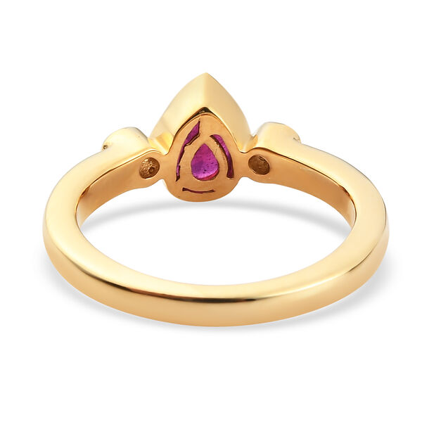 Fissure gefüllt Rubin und Zirkon Ring 925 Silber vergoldet  ca. 1,24 ct image number 6