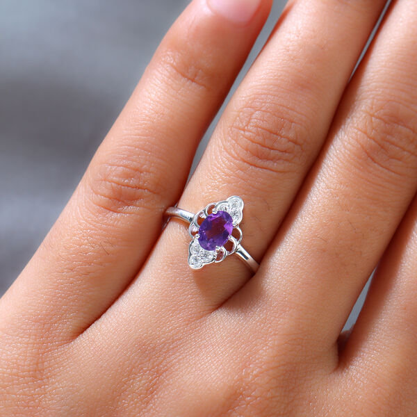 Afrikanischer Amethyst und Zirkon-Ring image number 3