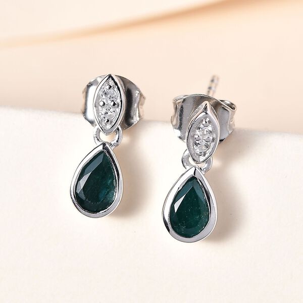 Grandidierit und wei&szlig;e Zirkon-Ohrringe, 925 Silber platiniert, ca. 0.84 ct image number 2