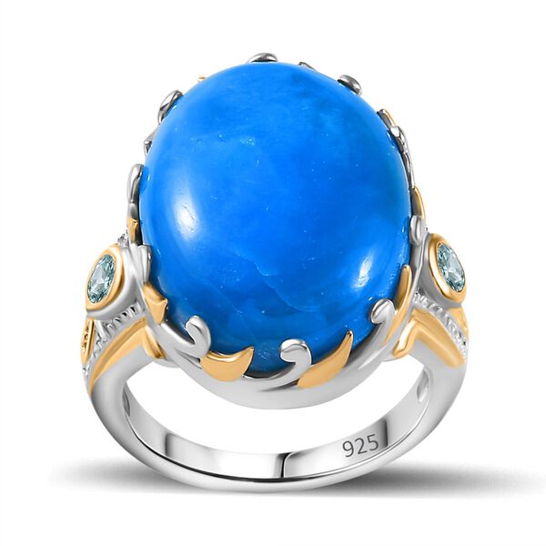 AA Opalina, Schweizer Blautopas Ring, 925 Silber, zweifarbig, (Gr&ouml;&szlig;e 21.00) ca. 13.75 ct image number 4