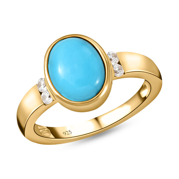 Amerikanischer, natürlicher Sleeping Beauty Türkis und Zirkon-Ring - 1,84 ct. image number 4