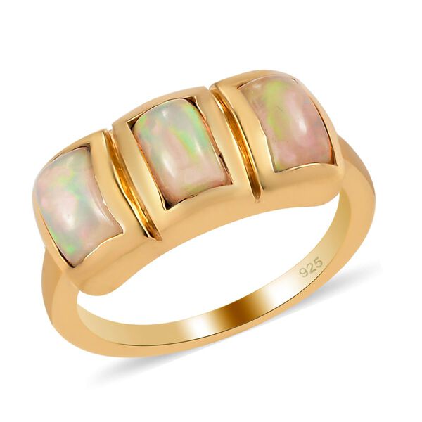 Nat&uuml;rlicher, &auml;thiopischer Opal-Ring, 925 Silber vergoldet  ca. 1,11 ct image number 4