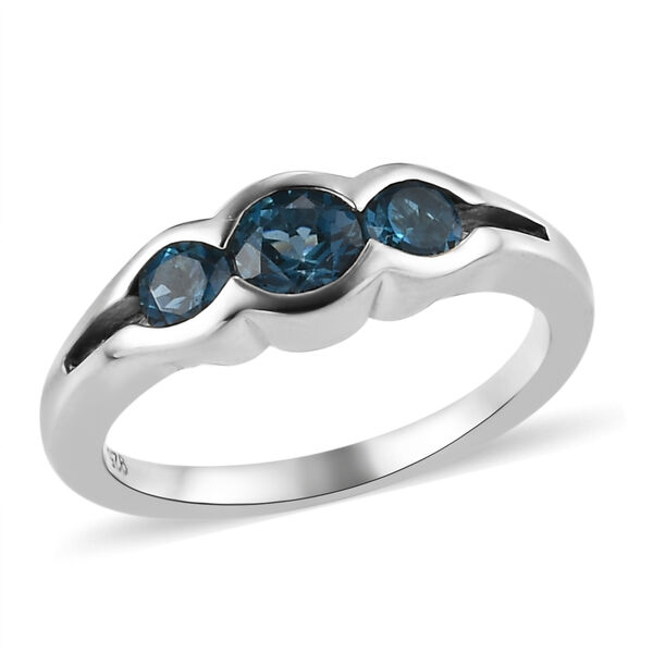 London Blau Topas Ring 925 Silber platiniert  ca. 0,88 ct image number 4