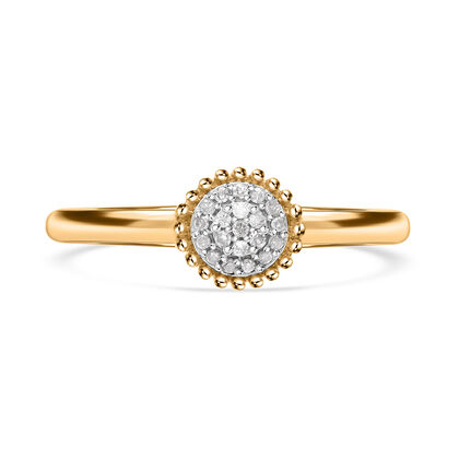 Wei&szlig;er Diamant Ring, 925 Silber Gelbgold Vermeil (Gr&ouml;&szlig;e 18.00), ca. 0.08 ct