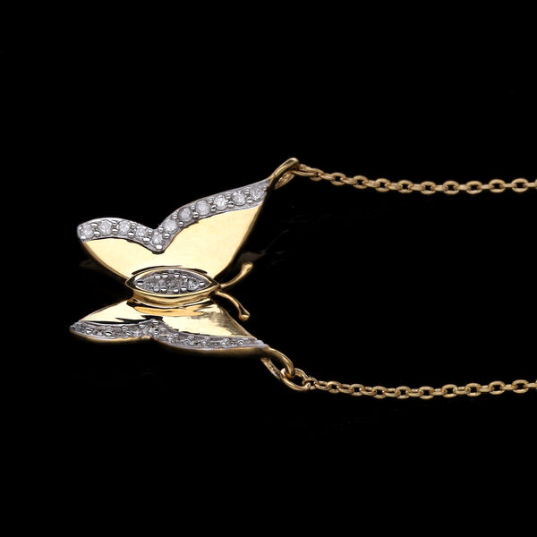 Diamant Halskette, 50cm, 925 Silber Gelbgold Vermeil - 0,15 ct. image number 3