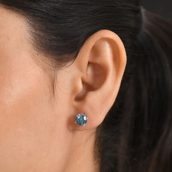 LUXURIANT DIAMOND - Lab Grown Blauer Diamant SI Ohrringe 925 Silber Rhodiniert ca. 2,05 ct. image number 2