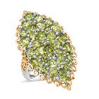 D'joy Nat&uuml;rlicher Peridot Ring 925 Silber Rhodiniert und 750 Gelbgold Vermeil (Gr&ouml;&szlig;e 18.00) ca. 5.60 ct