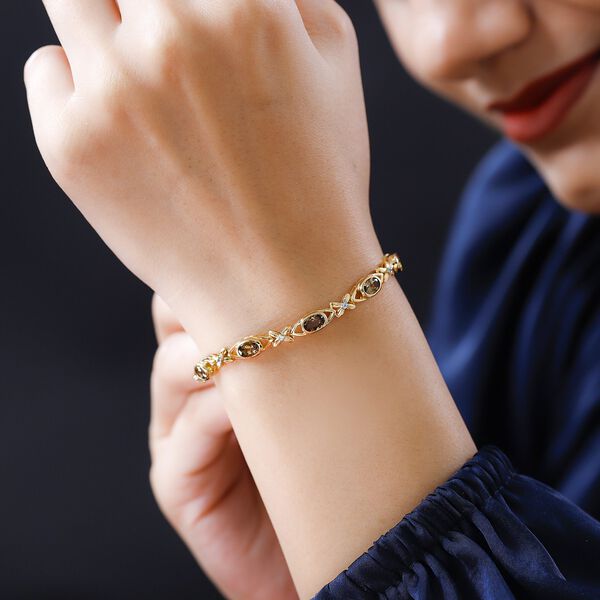 Natürliches, goldenes Tansanit und Zirkon-Armband, 20cm - 2,78 ct. image number 3