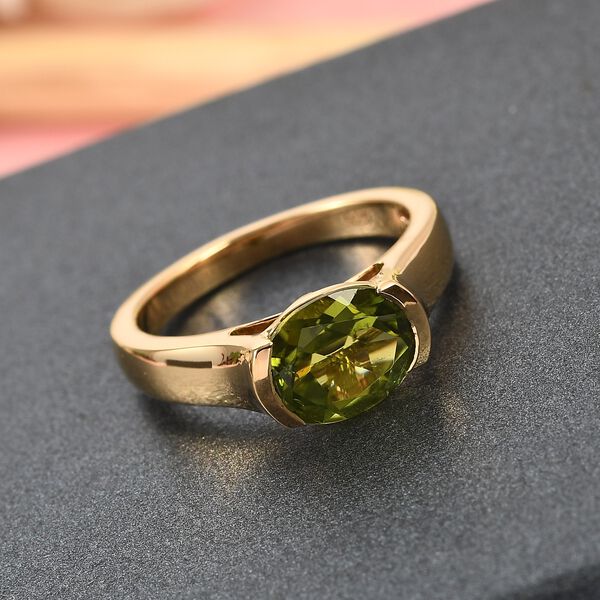 Peridot Solit&auml;r Ring 925 Silber 585 Vergoldet image number 2
