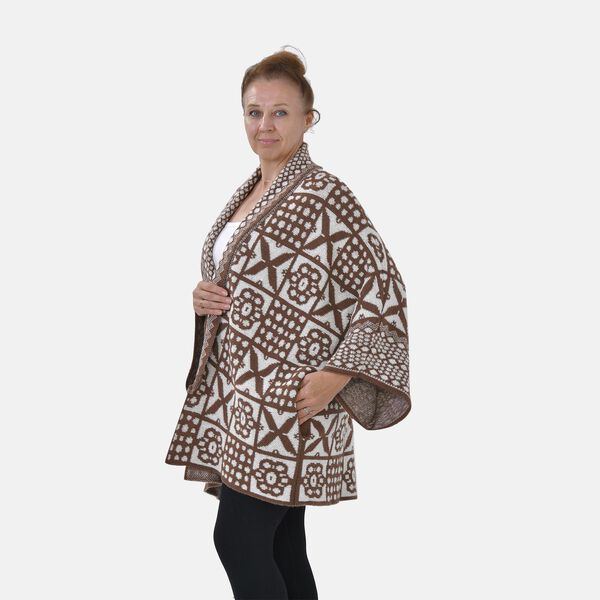 Oversized Damen Cardigan mit schickem Ethno-Muster, Beige image number 2
