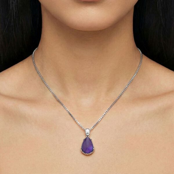 Lila Amethyst Schmuckset ca. 50 cm 316L Edelstahl ca. 55,00 ct. image number 3