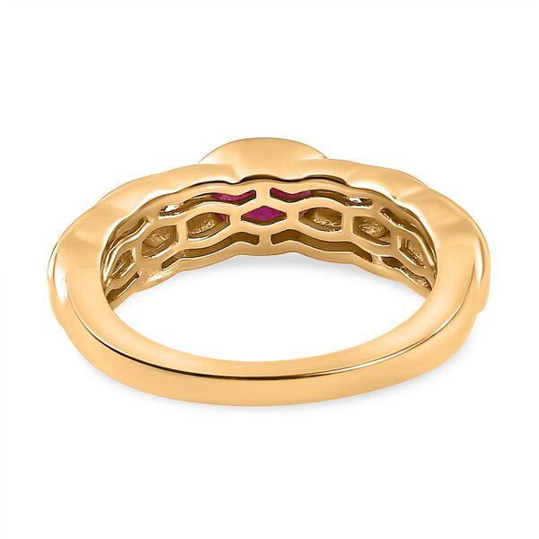 Afrikanischer Rubin (Fissure gef&uuml;llt), wei&szlig;er Zirkon Ring, 925 Silber vergoldet (Gr&ouml;&szlig;e 21.00) ca. 0.73 ct image number 6