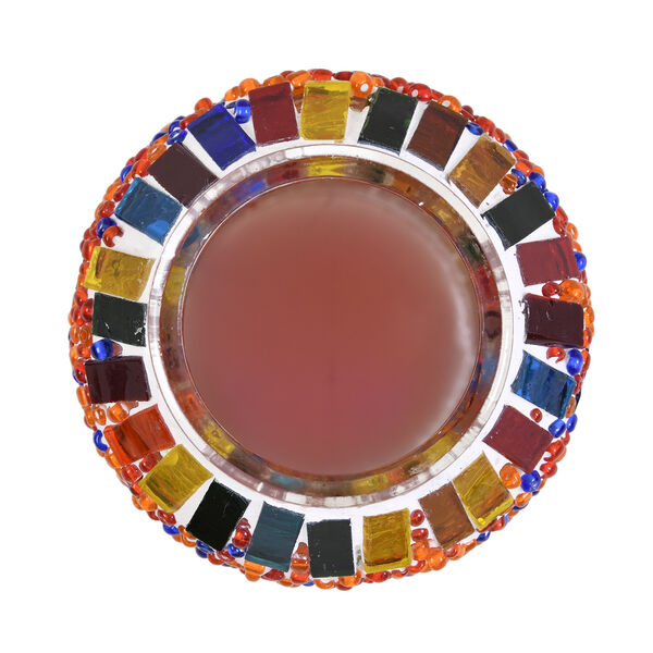 Handgefertigte orientalische Mosaik Glas Tischlampe - Zylinderform, Größe 13x13x40 cm, Orange image number 3