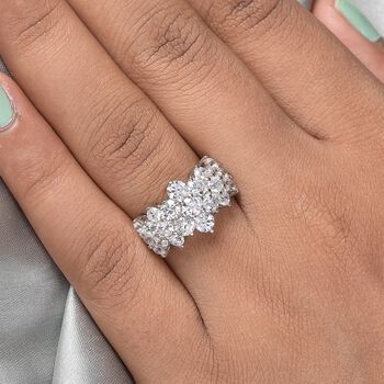 LUSTRO STELLA Hergestellt mit ZIRKONIA Cluster Ring 925 Silber Platin-&Uuml;berzug (Gr&ouml;&szlig;e 16.00) ca. 4,54 ct