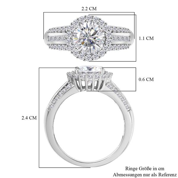 D’joy Moissanit Ring 925 Silber rhodiniert (Größe 20.00) ca. 2,16 ct image number 6