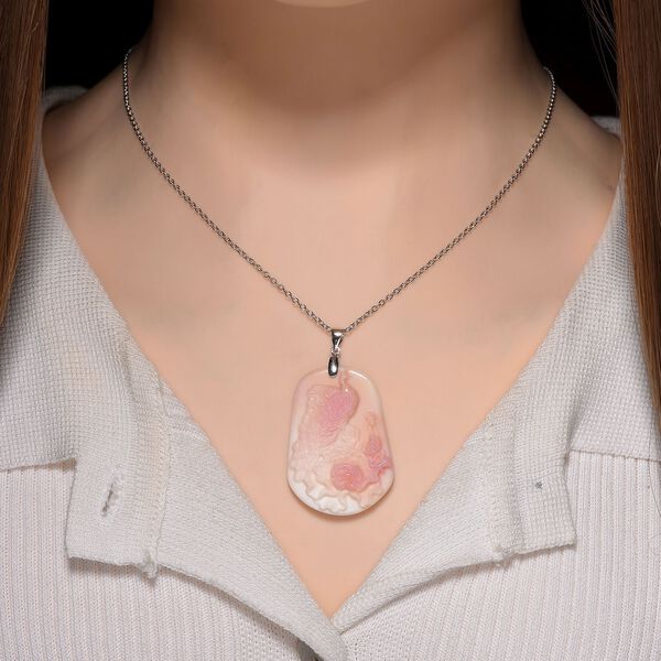 D'Joy Nat&uuml;rlicher Rosa K&ouml;nigsmuschel Perle Anh&auml;nger mit 50cm Kette - 44 ct. image number 2