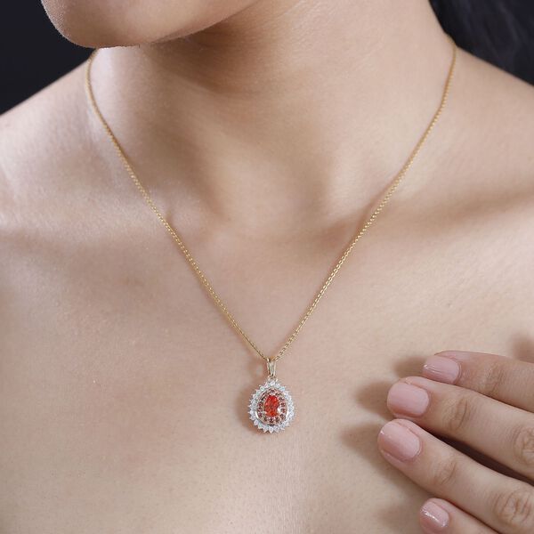 AAA Padparadscha Saphir und Diamant Anhänger in 585 Gold - 1,63 ct. image number 8