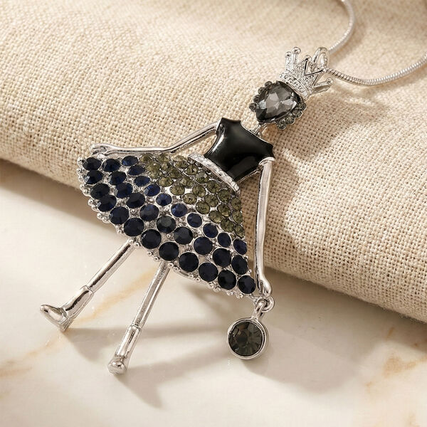 Mehrfarbiger Kristall Ballerina Anh&auml;nger mit Kette ca. 63.5 cm + 5 cm Extender, Legierung, Legierung emailliert image number 2