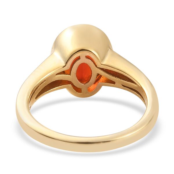 Mexikanischer Kirschfeuer-Opal Solit&auml;r Ring 925 Silber 585 Vergoldet image number 6
