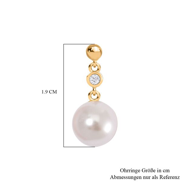 Wei&szlig;e Muschelkernperle und Zirkonia Ohrringe image number 6