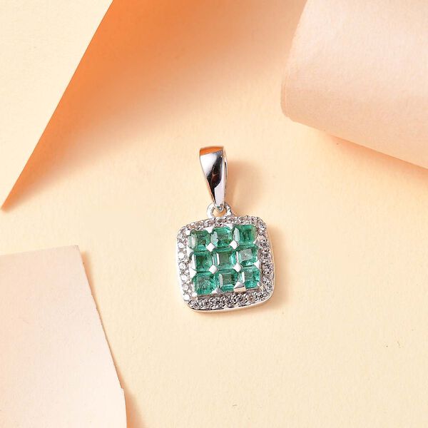 AAA Smaragd und Zirkon Anhänger - 1,07 ct. image number 2